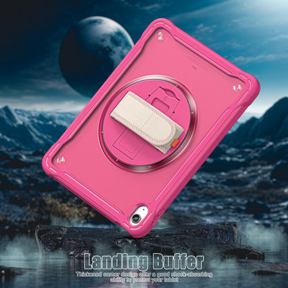 For iPad 2025 / 2022 Heavy Duty Hybrid Tablet Case with Hand Grip & Strap(Rose Red) by bashfashion