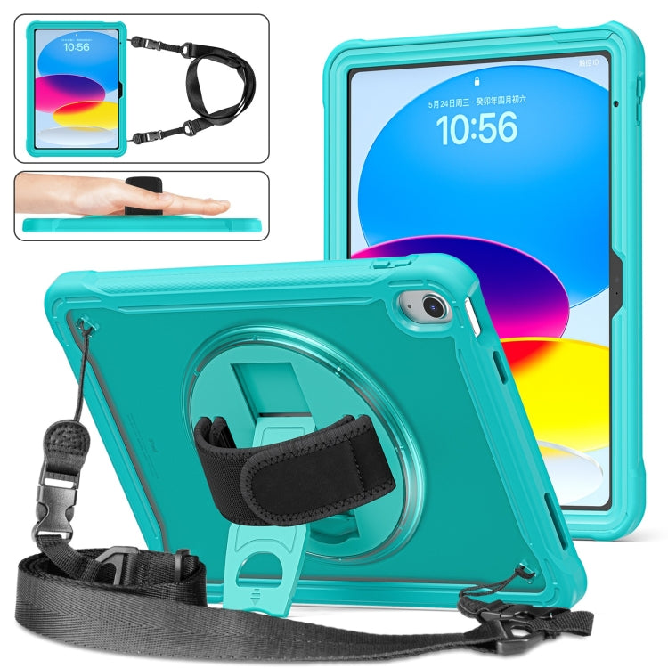 For iPad 2025 / 2022 Heavy Duty Hybrid Tablet Case with Hand Grip & Strap(Light Blue) by bashfashion