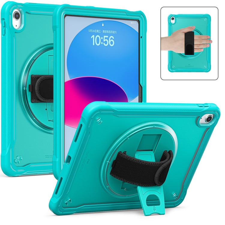 For iPad 2025 / 2022 Heavy Duty Hybrid Tablet Case with Hand Grip & Strap(Light Blue) by bashfashion