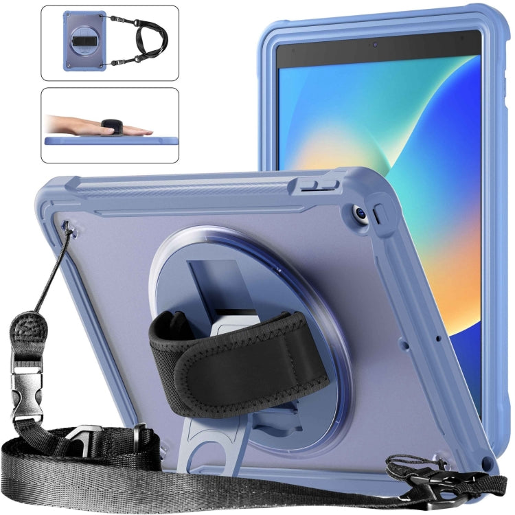 For iPad 10.2 2021 / 2020 / 2019 Heavy Duty Hybrid Tablet Case with Hand Grip & Strap(Lavender Grey) by bashfashion