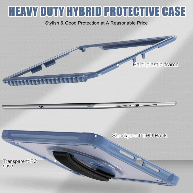 For iPad 10.2 2021 / 2020 / 2019 Heavy Duty Hybrid Tablet Case with Hand Grip & Strap(Lavender Grey) by bashfashion