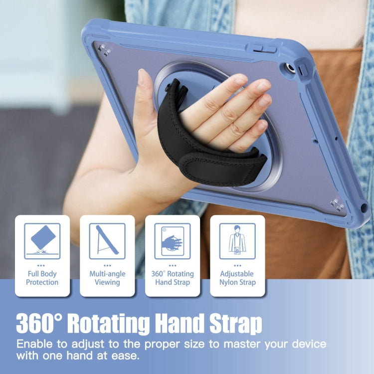 For iPad 10.2 2021 / 2020 / 2019 Heavy Duty Hybrid Tablet Case with Hand Grip & Strap(Lavender Grey) by bashfashion