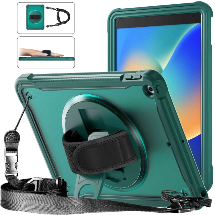 For iPad 10.2 2021 / 2020 / 2019 Heavy Duty Hybrid Tablet Case with Hand Grip & Strap(Dark Green) by bashfashion