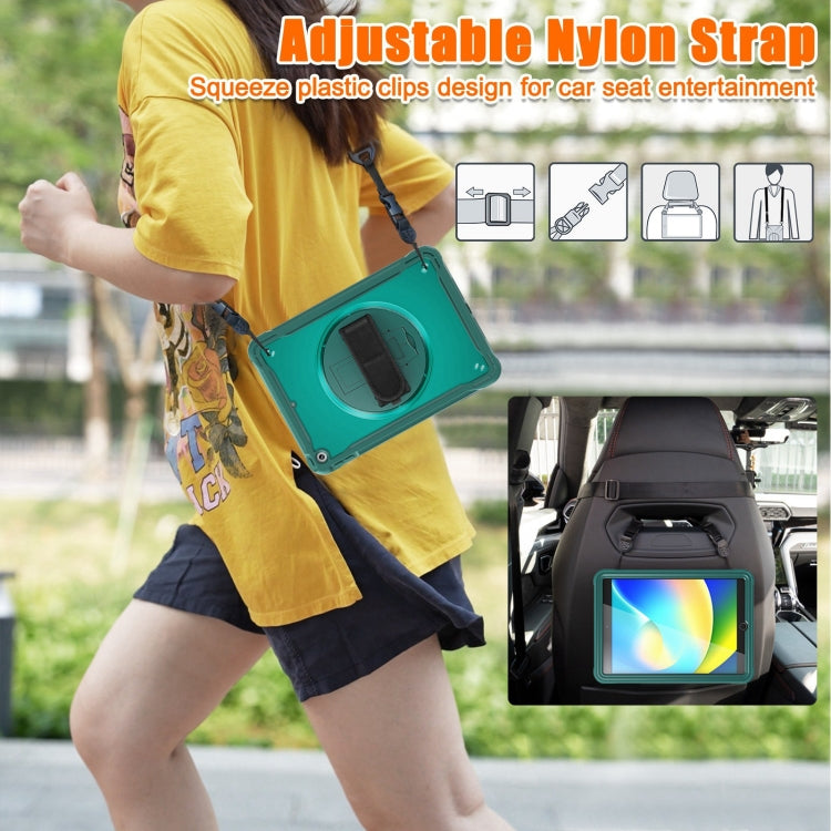 For iPad 10.2 2021 / 2020 / 2019 Heavy Duty Hybrid Tablet Case with Hand Grip & Strap(Dark Green) by bashfashion