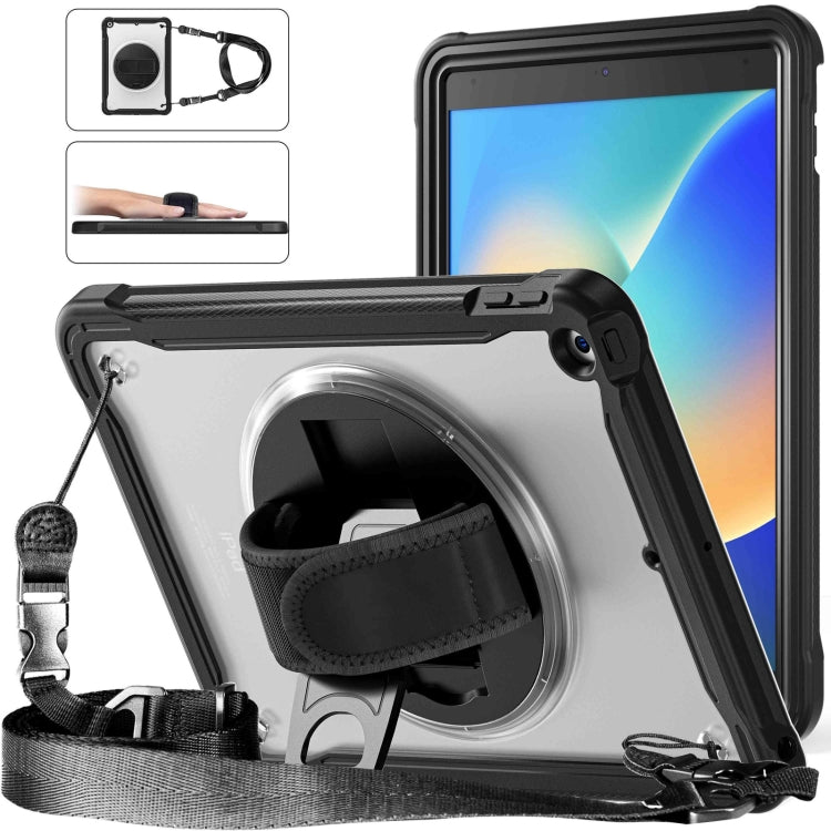 For iPad 10.2 2021 / 2020 / 2019 Heavy Duty Hybrid Tablet Case with Hand Grip & Strap(Black) by bashfashion