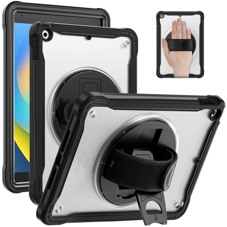 For iPad 10.2 2021 / 2020 / 2019 Heavy Duty Hybrid Tablet Case with Hand Grip & Strap(Black) by bashfashion