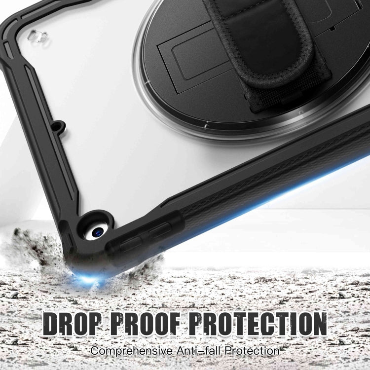 For iPad 10.2 2021 / 2020 / 2019 Heavy Duty Hybrid Tablet Case with Hand Grip & Strap(Black) by bashfashion