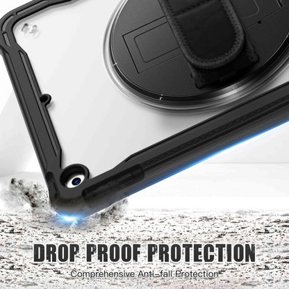For iPad 10.2 2021 / 2020 / 2019 Heavy Duty Hybrid Tablet Case with Hand Grip & Strap(Black) by bashfashion