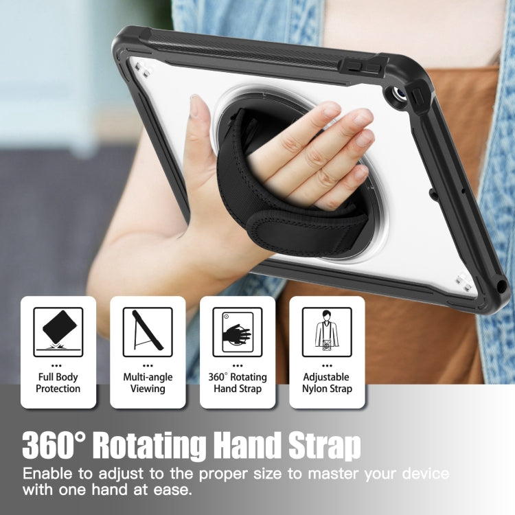 For iPad 10.2 2021 / 2020 / 2019 Heavy Duty Hybrid Tablet Case with Hand Grip & Strap(Black) by bashfashion