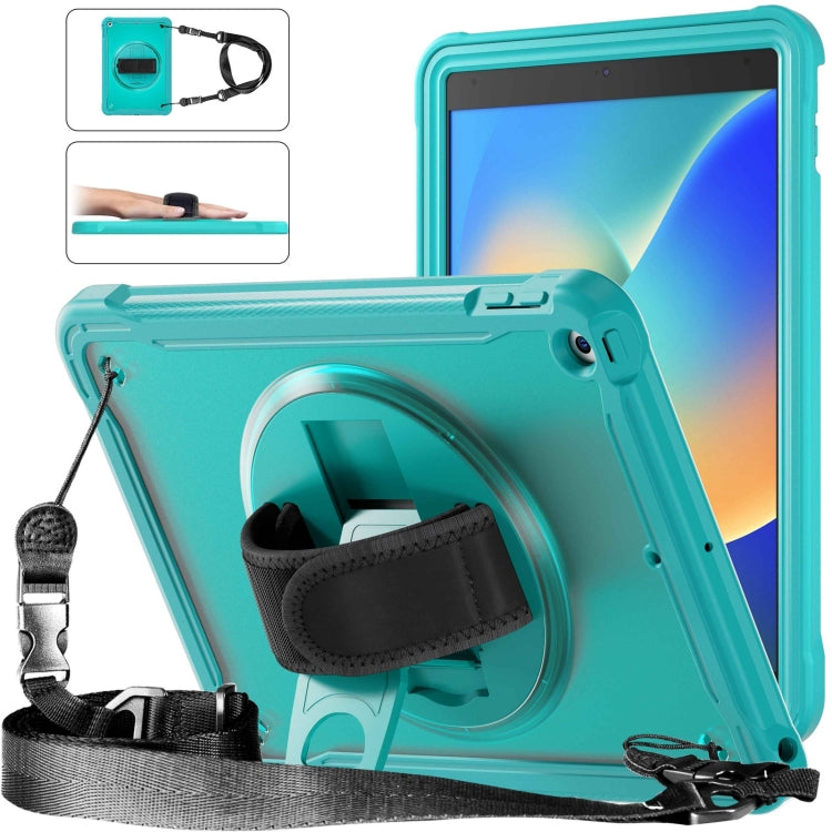 For iPad 10.2 2021 / 2020 / 2019 Heavy Duty Hybrid Tablet Case with Hand Grip & Strap(Light Blue) by bashfashion