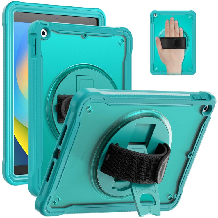 For iPad 10.2 2021 / 2020 / 2019 Heavy Duty Hybrid Tablet Case with Hand Grip & Strap(Light Blue) by bashfashion