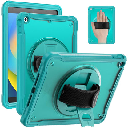 For iPad 10.2 2021 / 2020 / 2019 Heavy Duty Hybrid Tablet Case with Hand Grip & Strap(Light Blue) by bashfashion