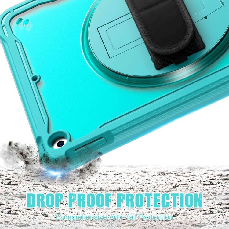 For iPad 10.2 2021 / 2020 / 2019 Heavy Duty Hybrid Tablet Case with Hand Grip & Strap(Light Blue) by bashfashion