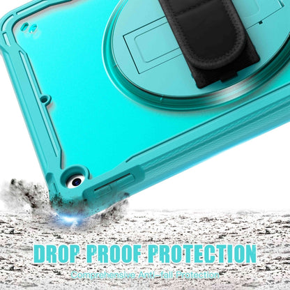 For iPad 10.2 2021 / 2020 / 2019 Heavy Duty Hybrid Tablet Case with Hand Grip & Strap(Light Blue) by bashfashion