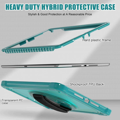 For iPad 10.2 2021 / 2020 / 2019 Heavy Duty Hybrid Tablet Case with Hand Grip & Strap(Light Blue) by bashfashion