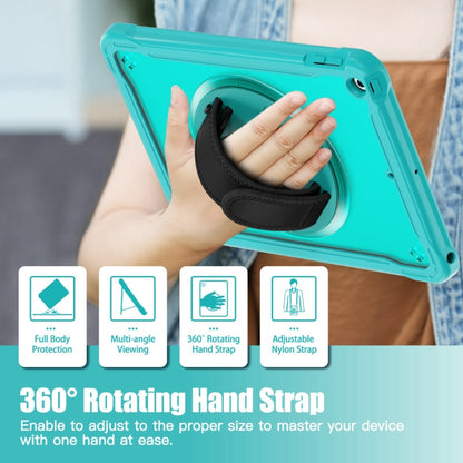 For iPad 10.2 2021 / 2020 / 2019 Heavy Duty Hybrid Tablet Case with Hand Grip & Strap(Light Blue) by bashfashion