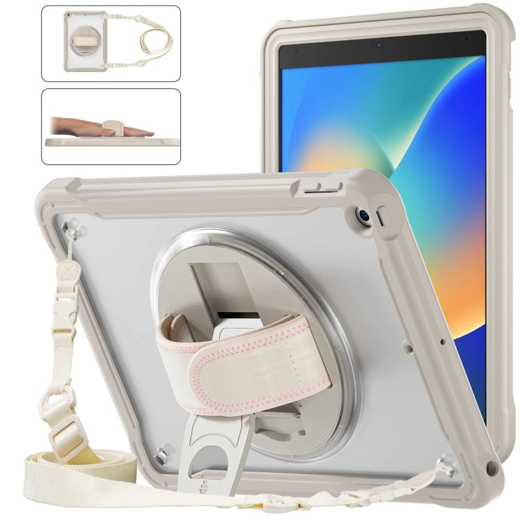 For iPad 10.2 2021 / 2020 / 2019 Heavy Duty Hybrid Tablet Case with Hand Grip & Strap(Khaki) by bashfashion