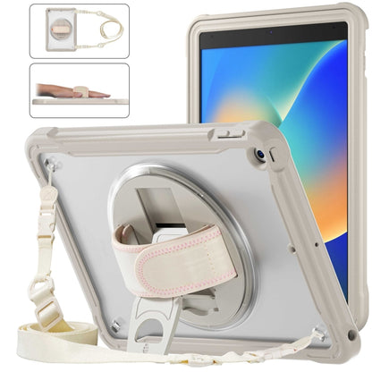 For iPad 10.2 2021 / 2020 / 2019 Heavy Duty Hybrid Tablet Case with Hand Grip & Strap(Khaki) by bashfashion