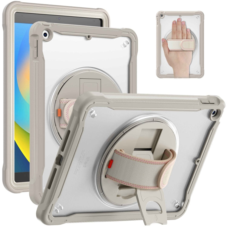 For iPad 10.2 2021 / 2020 / 2019 Heavy Duty Hybrid Tablet Case with Hand Grip & Strap(Khaki) by bashfashion