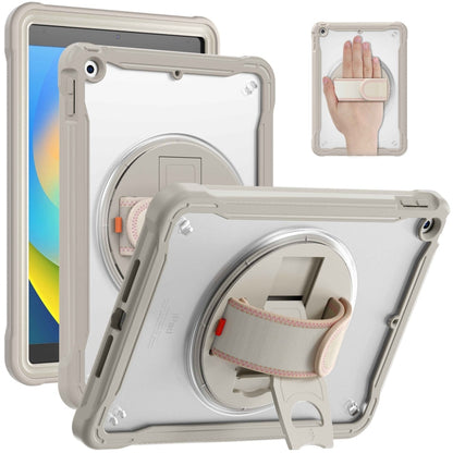 For iPad 10.2 2021 / 2020 / 2019 Heavy Duty Hybrid Tablet Case with Hand Grip & Strap(Khaki) by bashfashion