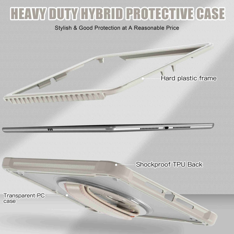 For iPad 10.2 2021 / 2020 / 2019 Heavy Duty Hybrid Tablet Case with Hand Grip & Strap(Khaki) by bashfashion