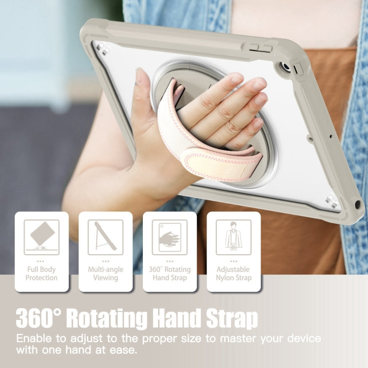 For iPad 10.2 2021 / 2020 / 2019 Heavy Duty Hybrid Tablet Case with Hand Grip & Strap(Khaki) by bashfashion