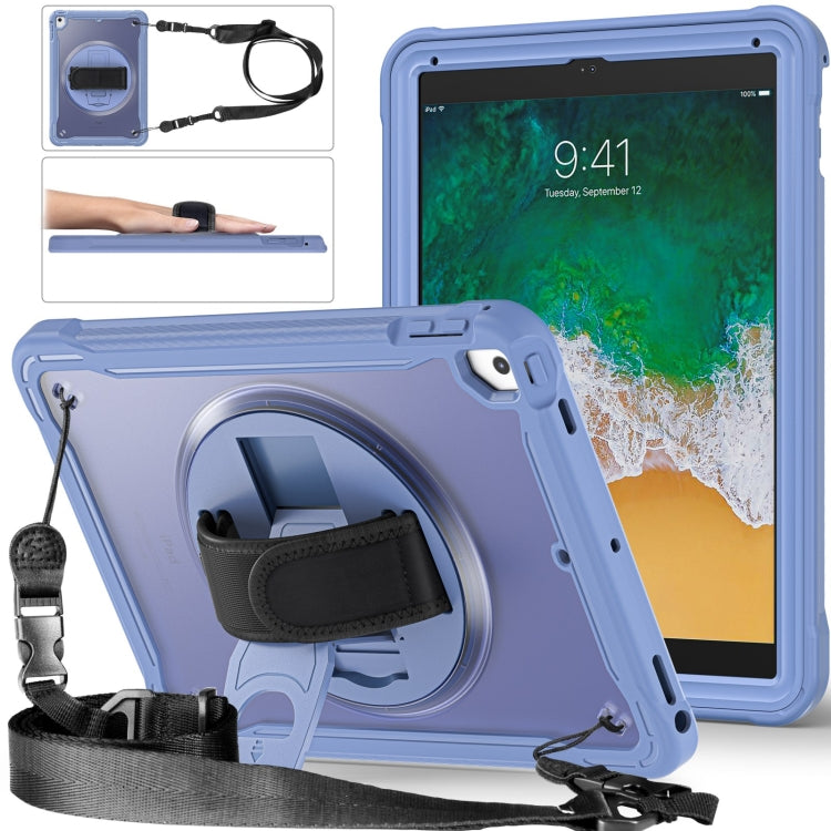 For iPad Air / Air 2 / 9.7 2018 / 2017 Heavy Duty Hybrid Tablet Case with Hand Grip & Strap(Lavender Grey) by bashfashion