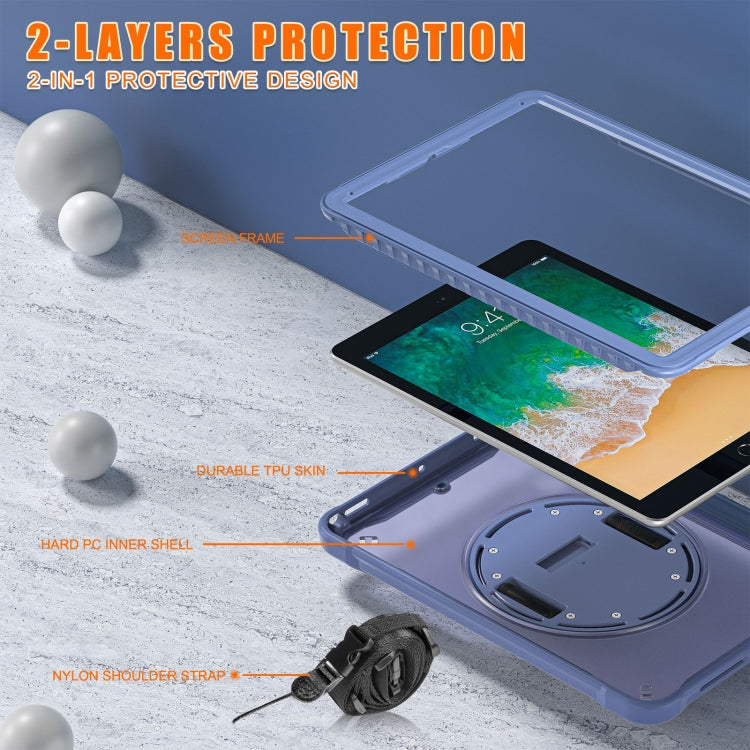 For iPad Air / Air 2 / 9.7 2018 / 2017 Heavy Duty Hybrid Tablet Case with Hand Grip & Strap(Lavender Grey) by bashfashion
