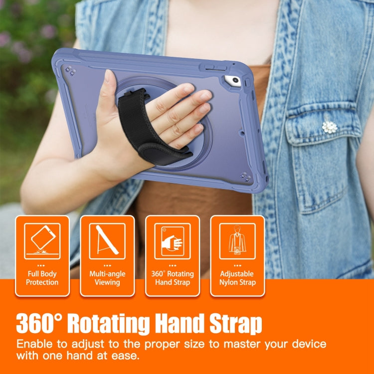 For iPad Air / Air 2 / 9.7 2018 / 2017 Heavy Duty Hybrid Tablet Case with Hand Grip & Strap(Lavender Grey) by bashfashion