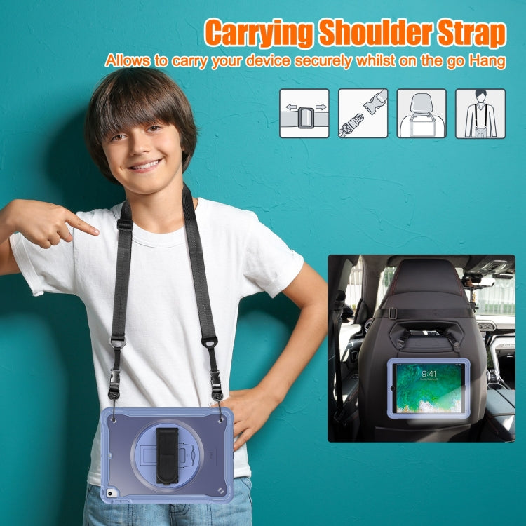 For iPad Air / Air 2 / 9.7 2018 / 2017 Heavy Duty Hybrid Tablet Case with Hand Grip & Strap(Lavender Grey) by bashfashion