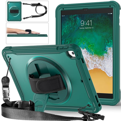 For iPad Air / Air 2 / 9.7 2018 / 2017 Heavy Duty Hybrid Tablet Case with Hand Grip & Strap(Dark Green) by bashfashion