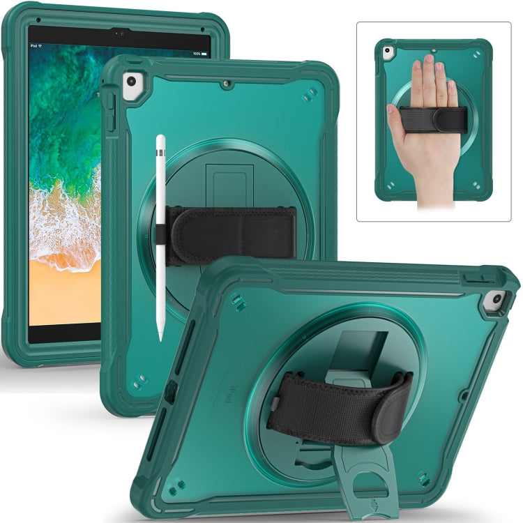 For iPad Air / Air 2 / 9.7 2018 / 2017 Heavy Duty Hybrid Tablet Case with Hand Grip & Strap(Dark Green) by bashfashion