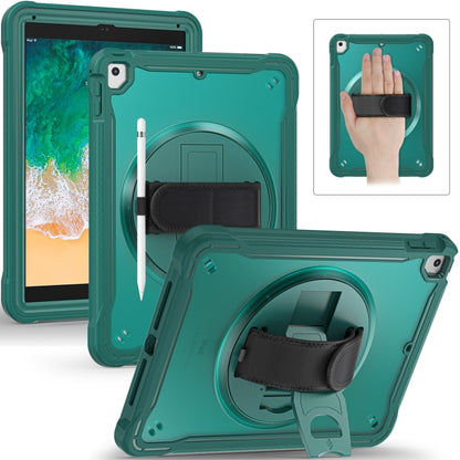 For iPad Air / Air 2 / 9.7 2018 / 2017 Heavy Duty Hybrid Tablet Case with Hand Grip & Strap(Dark Green) by bashfashion