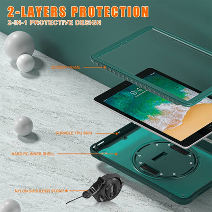 For iPad Air / Air 2 / 9.7 2018 / 2017 Heavy Duty Hybrid Tablet Case with Hand Grip & Strap(Dark Green) by bashfashion