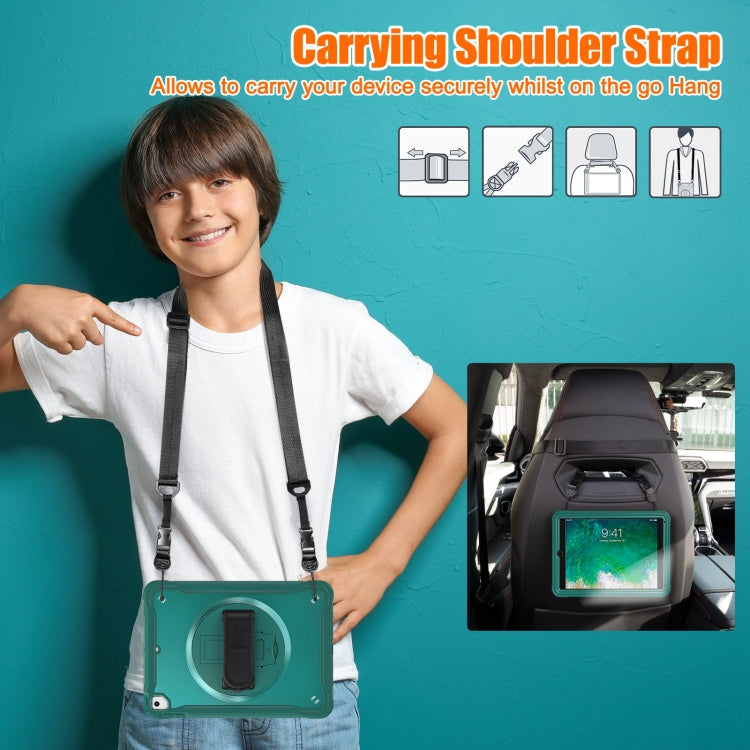 For iPad Air / Air 2 / 9.7 2018 / 2017 Heavy Duty Hybrid Tablet Case with Hand Grip & Strap(Dark Green) by bashfashion