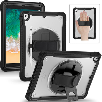 For iPad Air / Air 2 / 9.7 2018 / 2017 Heavy Duty Hybrid Tablet Case with Hand Grip & Strap(Black) by bashfashion