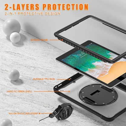 For iPad Air / Air 2 / 9.7 2018 / 2017 Heavy Duty Hybrid Tablet Case with Hand Grip & Strap(Black) by bashfashion