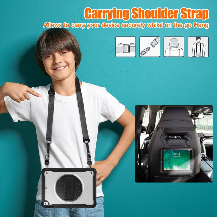 For iPad Air / Air 2 / 9.7 2018 / 2017 Heavy Duty Hybrid Tablet Case with Hand Grip & Strap(Black) by bashfashion