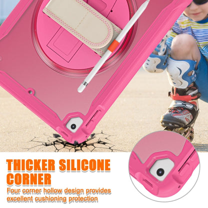 For iPad Air / Air 2 / 9.7 2018 / 2017 Heavy Duty Hybrid Tablet Case with Hand Grip & Strap(Rose Red) by bashfashion