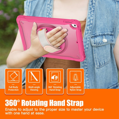 For iPad Air / Air 2 / 9.7 2018 / 2017 Heavy Duty Hybrid Tablet Case with Hand Grip & Strap(Rose Red) by bashfashion