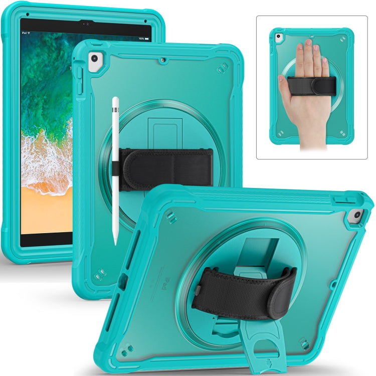 For iPad Air / Air 2 / 9.7 2018 / 2017 Heavy Duty Hybrid Tablet Case with Hand Grip & Strap(Light Blue) by bashfashion