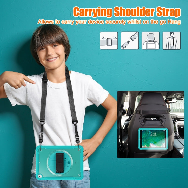 For iPad Air / Air 2 / 9.7 2018 / 2017 Heavy Duty Hybrid Tablet Case with Hand Grip & Strap(Light Blue) by bashfashion