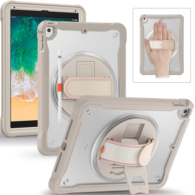 For iPad Air / Air 2 / 9.7 2018 / 2017 Heavy Duty Hybrid Tablet Case with Hand Grip & Strap(Khaki) by bashfashion