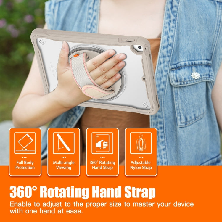 For iPad Air / Air 2 / 9.7 2018 / 2017 Heavy Duty Hybrid Tablet Case with Hand Grip & Strap(Khaki) by bashfashion