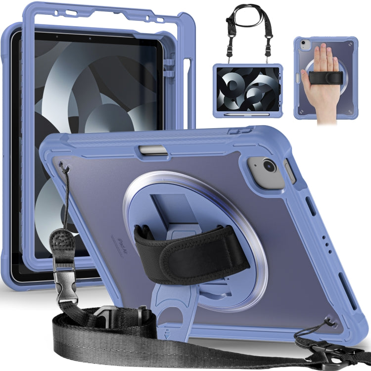 For iPad Air 2022 10.9 / Pro 11 2022 Heavy Duty Hybrid Tablet Case with Hand Grip & Strap(Lavender Grey) by bashfashion