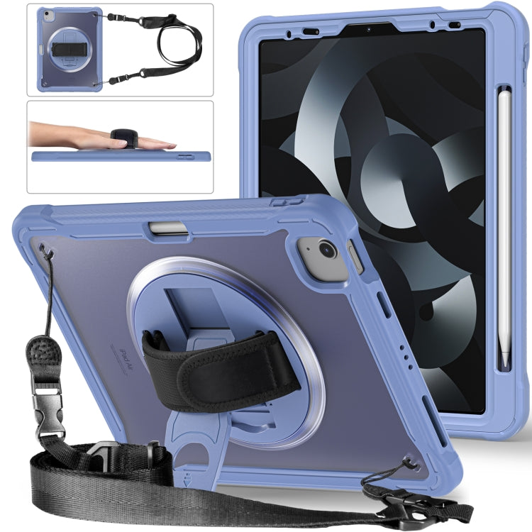 For iPad Air 2022 10.9 / Pro 11 2022 Heavy Duty Hybrid Tablet Case with Hand Grip & Strap(Lavender Grey) by bashfashion