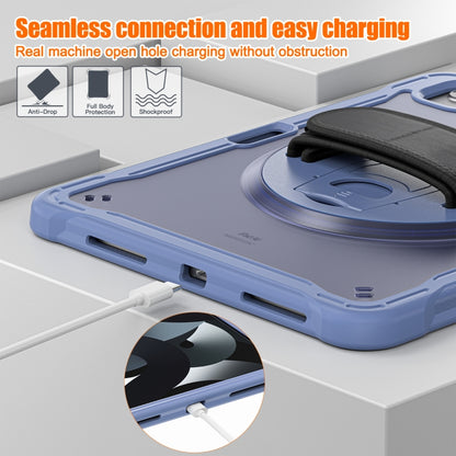 For iPad Air 2022 10.9 / Pro 11 2022 Heavy Duty Hybrid Tablet Case with Hand Grip & Strap(Lavender Grey) by bashfashion