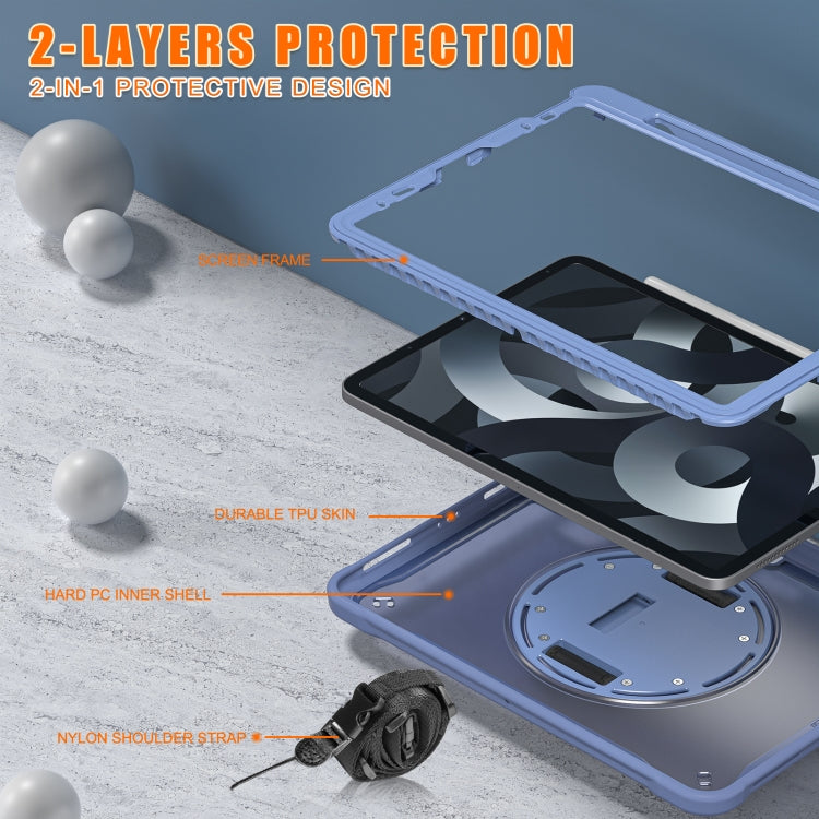 For iPad Air 2022 10.9 / Pro 11 2022 Heavy Duty Hybrid Tablet Case with Hand Grip & Strap(Lavender Grey) by bashfashion