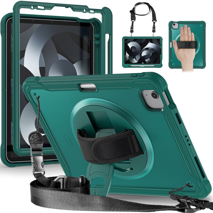 For iPad Air 2022 10.9 / Pro 11 2022 Heavy Duty Hybrid Tablet Case with Hand Grip & Strap(Dark Green) by bashfashion