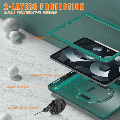 For iPad Air 2022 10.9 / Pro 11 2022 Heavy Duty Hybrid Tablet Case with Hand Grip & Strap(Dark Green) by bashfashion